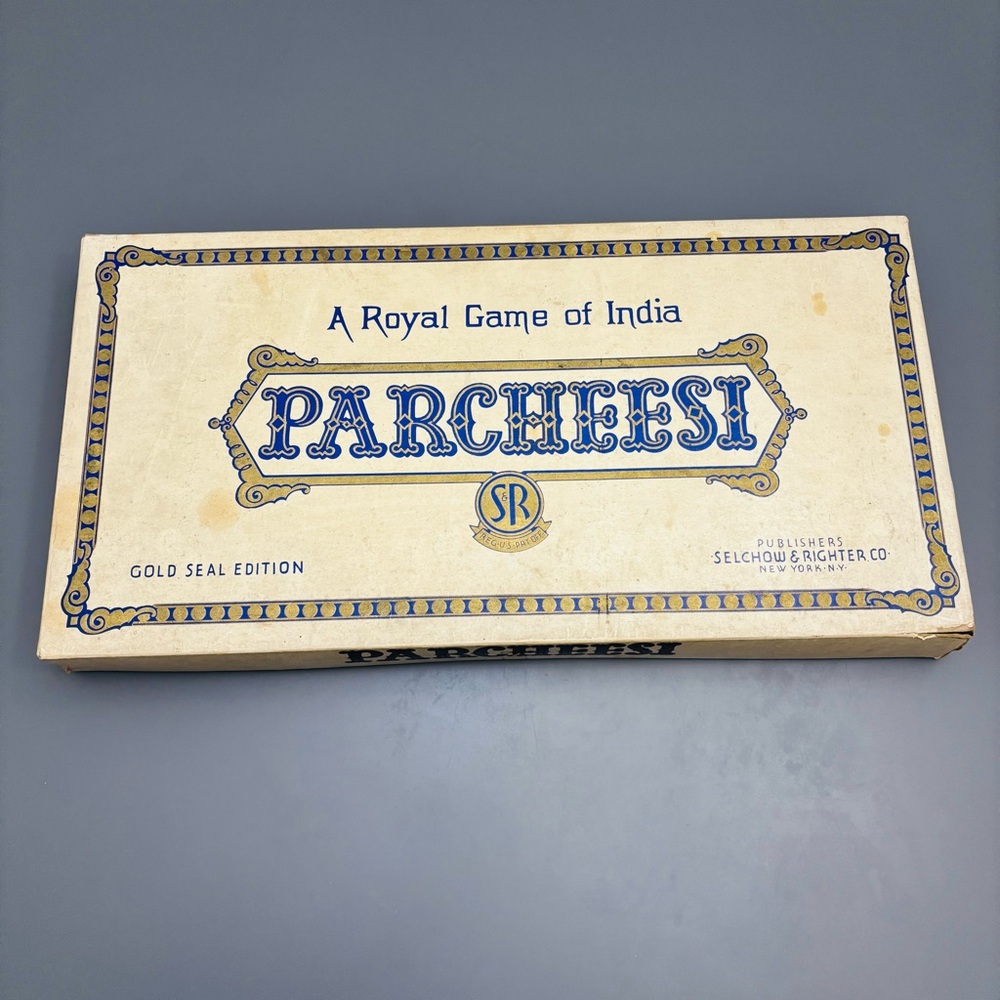 Vintage 1938 Parcheesi Board Game Selchow & Righter Gold Seal Edition, Complete